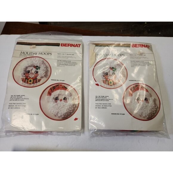 NEW Bernat Holiday Hoops "Mrs. Kringle" Stitchery #W09266 Vintage (1979) Lot 2